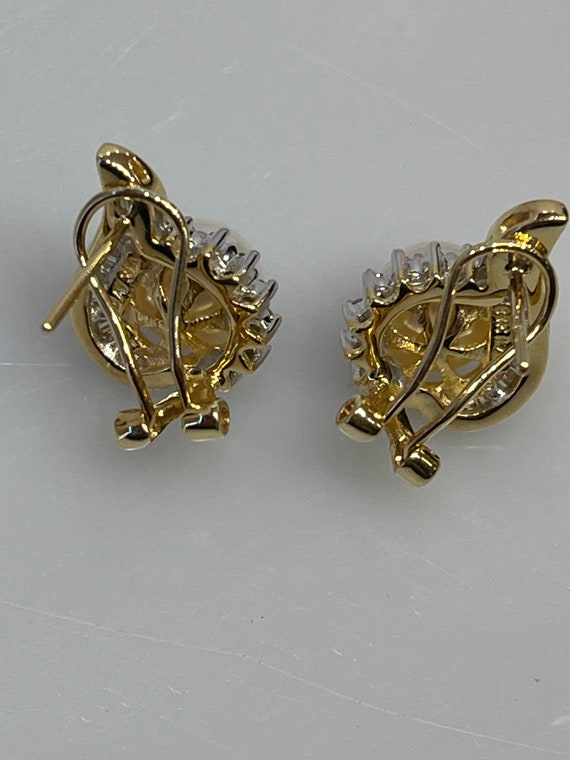 Ladies 14KT Yellow Gold Diamond And Pearl Earrings - image 6
