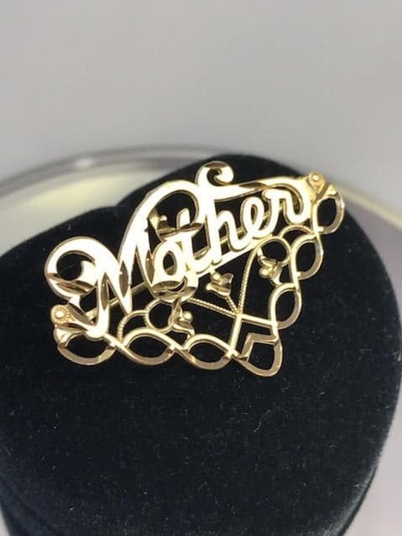 14KT Solid Yellow Gold Mother Charm Pendant Pin I… - image 4