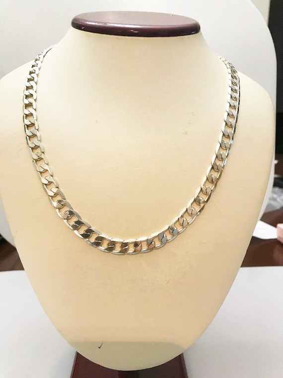 Sterling Silver .925 20" Solid Curb Link Necklace