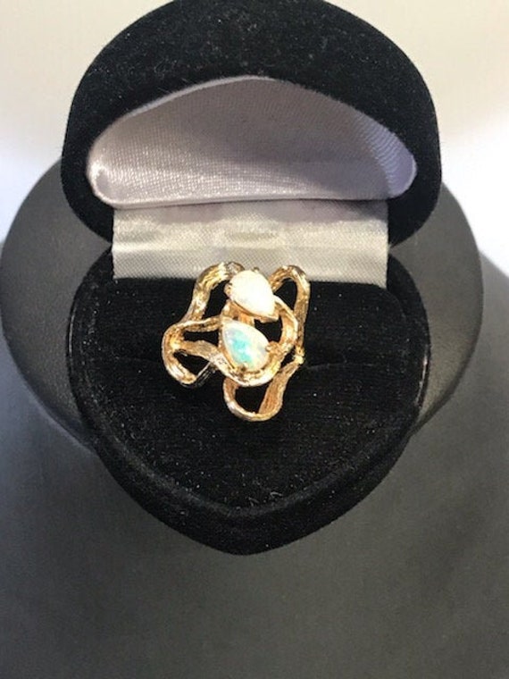 14K YG Fire Opal Free Form Cocktail Ring