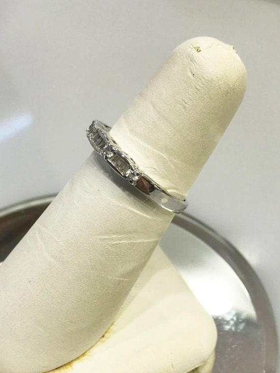 Ladies 14KT White Gold Diamond Band With Baguettes - image 3