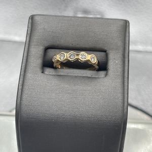 Ladies 14 Karat Solid Yellow Gold Diamond Band | Women&#39;s Diamond Ring | Ring for Her | Anniversary Gift | Birthday Jewelry | Stackable Ring