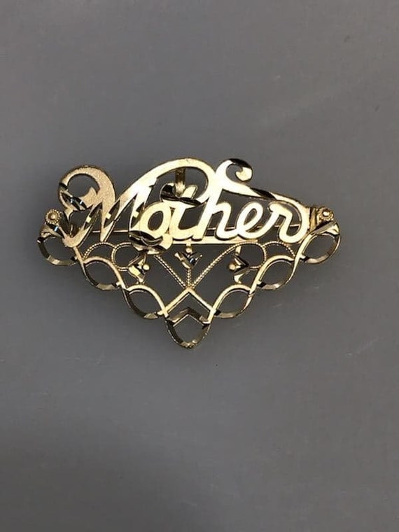 14KT Solid Yellow Gold Mother Charm Pendant Pin I… - image 8