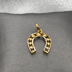 Ladies / Gents 14 Karat Yellow Gold Horseshoe Pendant | Unisex Gold Charm | Lucky Charm | Horse Charm | Horse Lover Gift | Gold Horseshoe