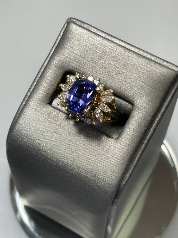 14KT Yellow Gold Tanzanite And Diamond Ring - image 3