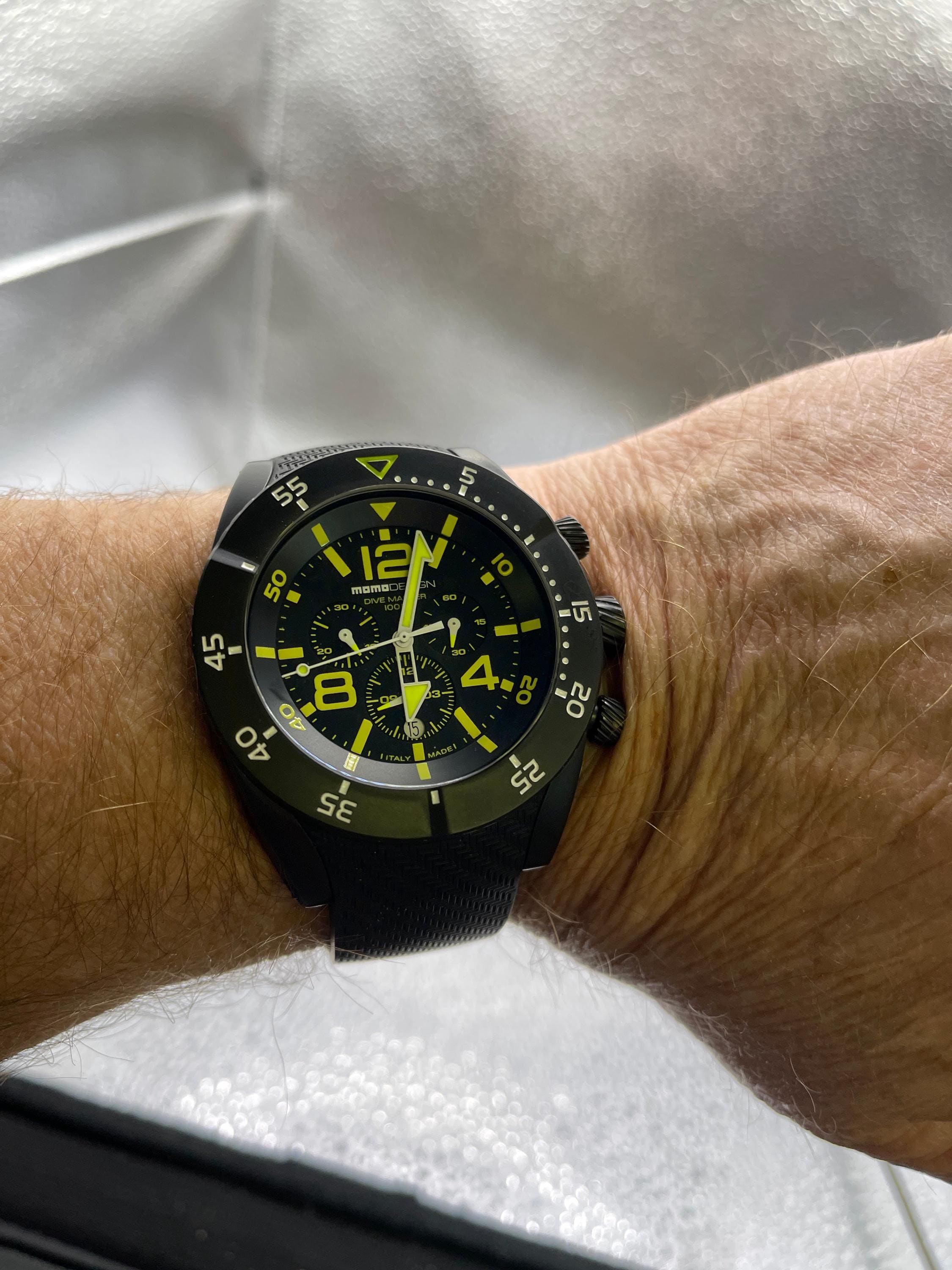 New Momo Design Black Chronograph Sport Dive Master Watch - Etsy