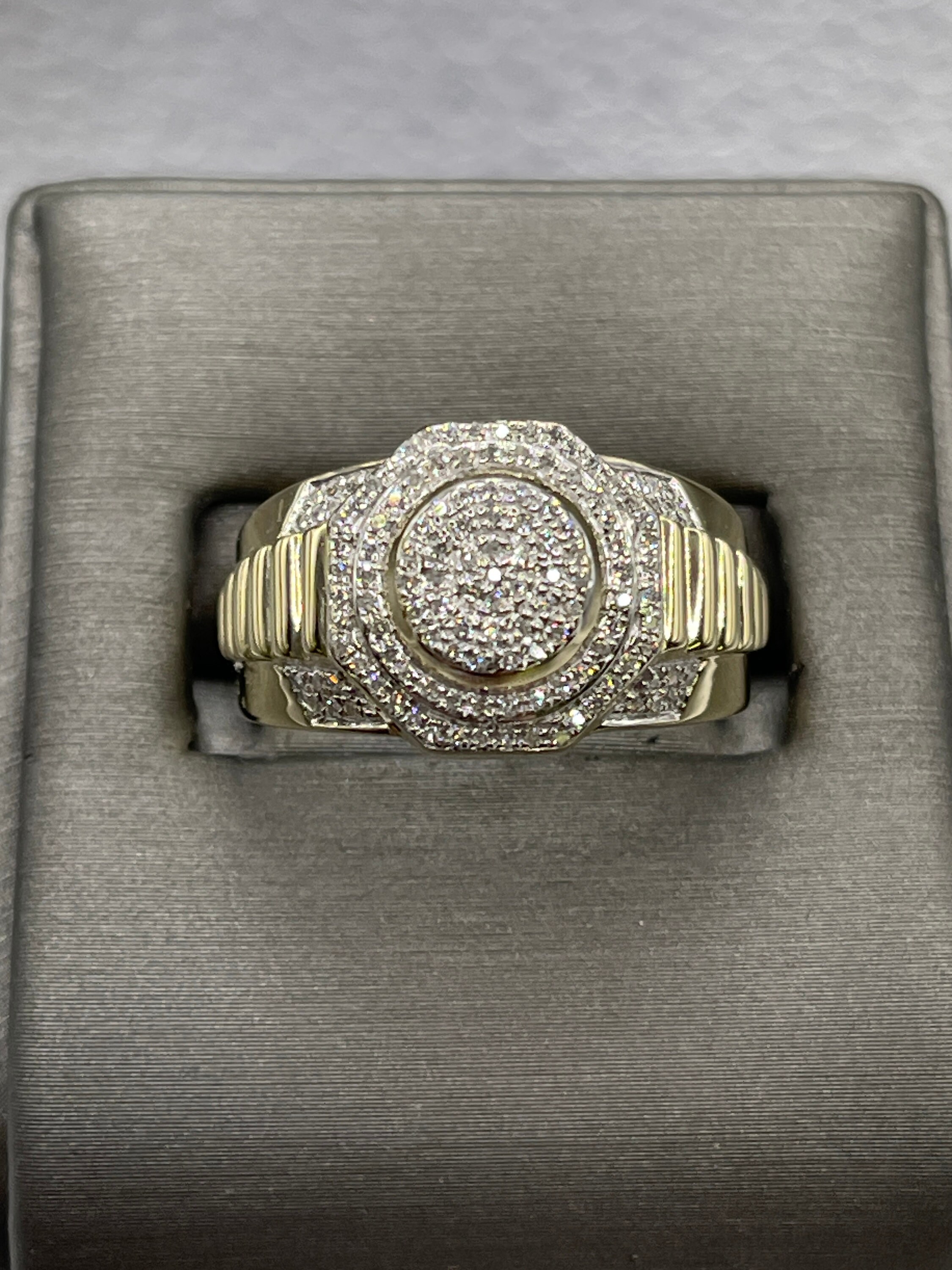 Men's Rolex Style Diamond Ring 14K Two Tone Gold