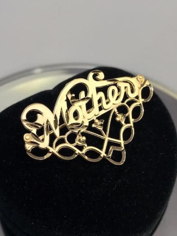 14KT Solid Yellow Gold Mother Charm Pendant Pin I… - image 3