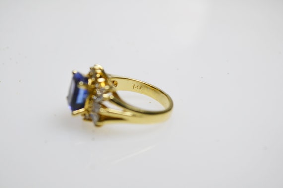 14KT Yellow Gold Tanzanite And Diamond Ring - image 8