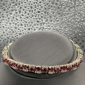 A Magnificent 14 Karat Yellow Gold Genuine Ruby & Diamond Cocktail Bracelet