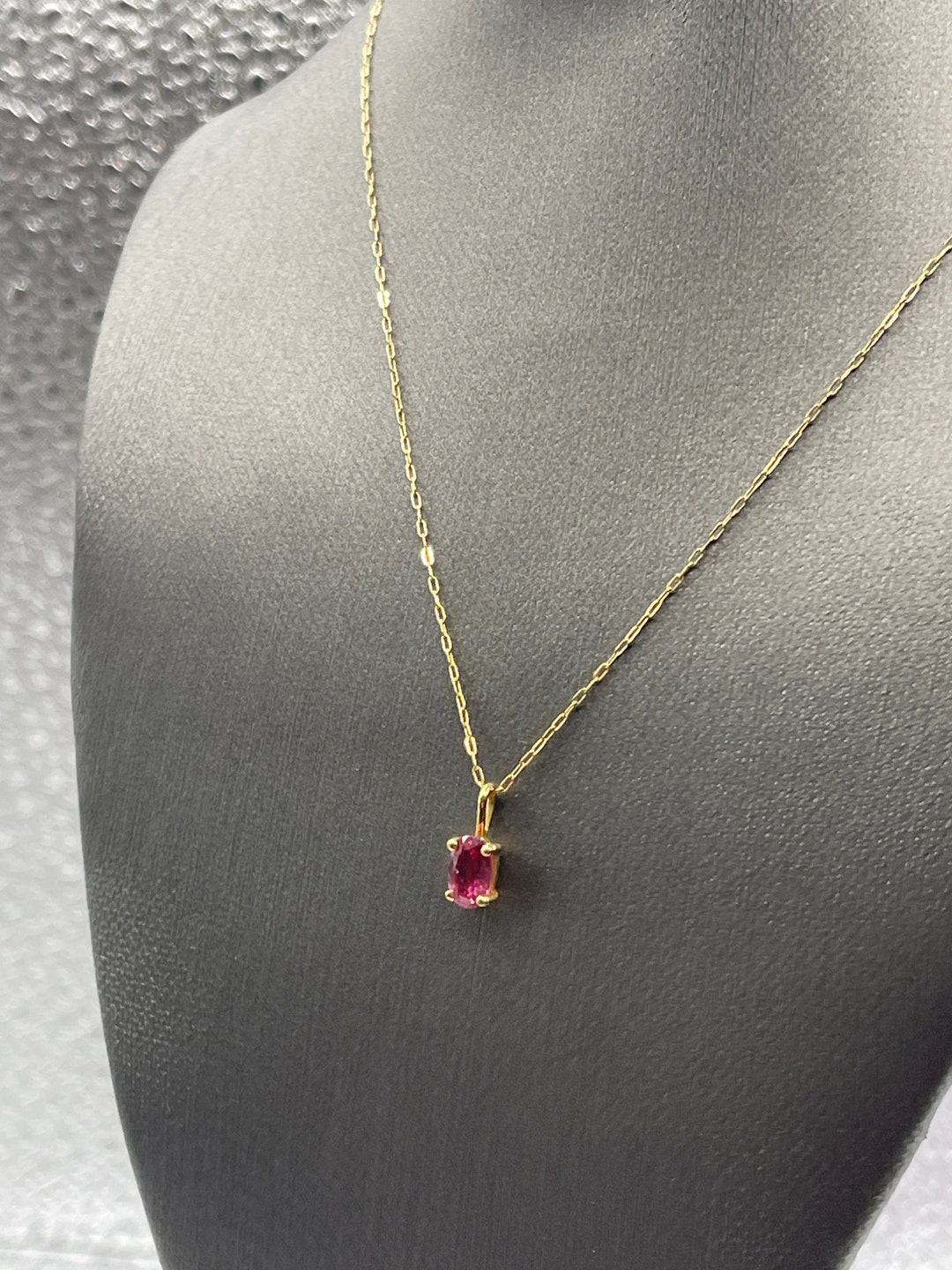 Ladies 14 Karat Solid Yellow Gold Ruby Necklace | Ruby Gemstone Jewelry ...