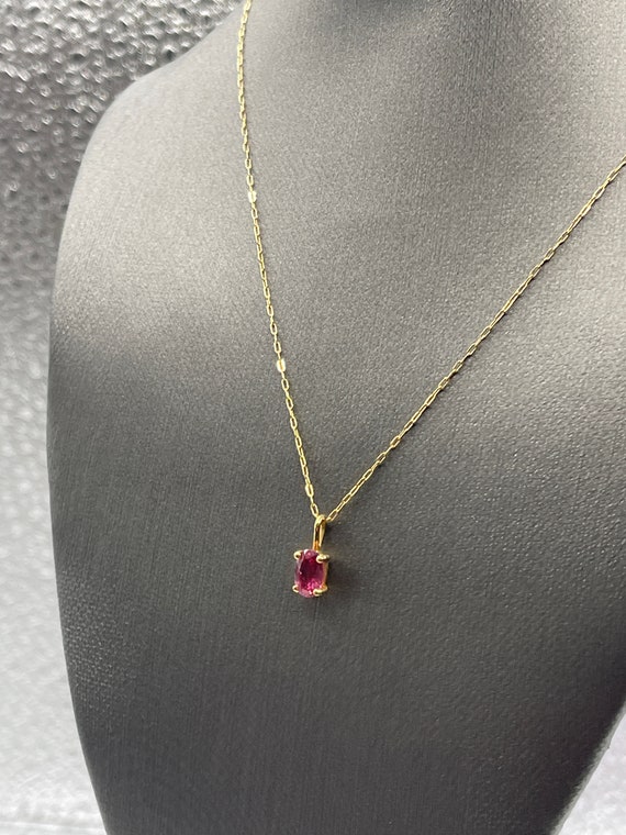 Ladies 14 Karat Solid Yellow Gold Ruby Necklace