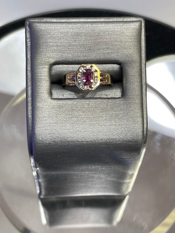 14 Karat Yellow Gold Ruby & Diamond Ring Ruby Wit… - image 1