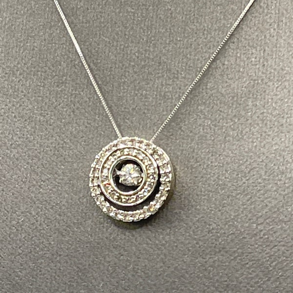 Ladies Stunning 10 Karat Yellow and White Gold Diamond Pendant on a 14 Karat Solid White Gold Box Chain