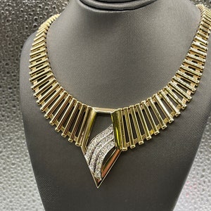 Ladies 14 Karat Yellow Gold Cleopatra Style Diamond Necklace | Statement Jewelry | Conversation Necklace | Make a Statement | Formal