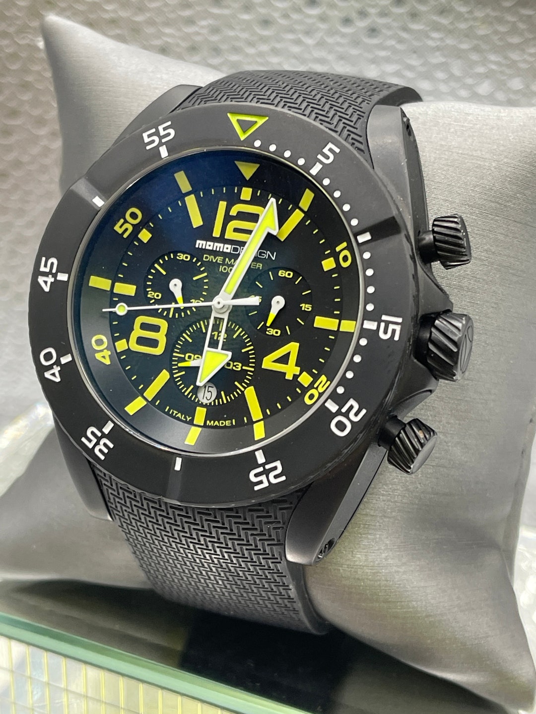 New Momo Design Black Chronograph Sport Dive Master Watch | Men's