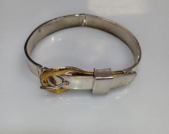 sterling silver belt bucket bracelet