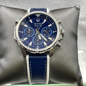 BULOVA Marine Star Blue Dial Silver Tone WATCH | Watch for Him | Father&#39;s Day Gift | Gift for Dad | Watch Collector | Add to your Collection