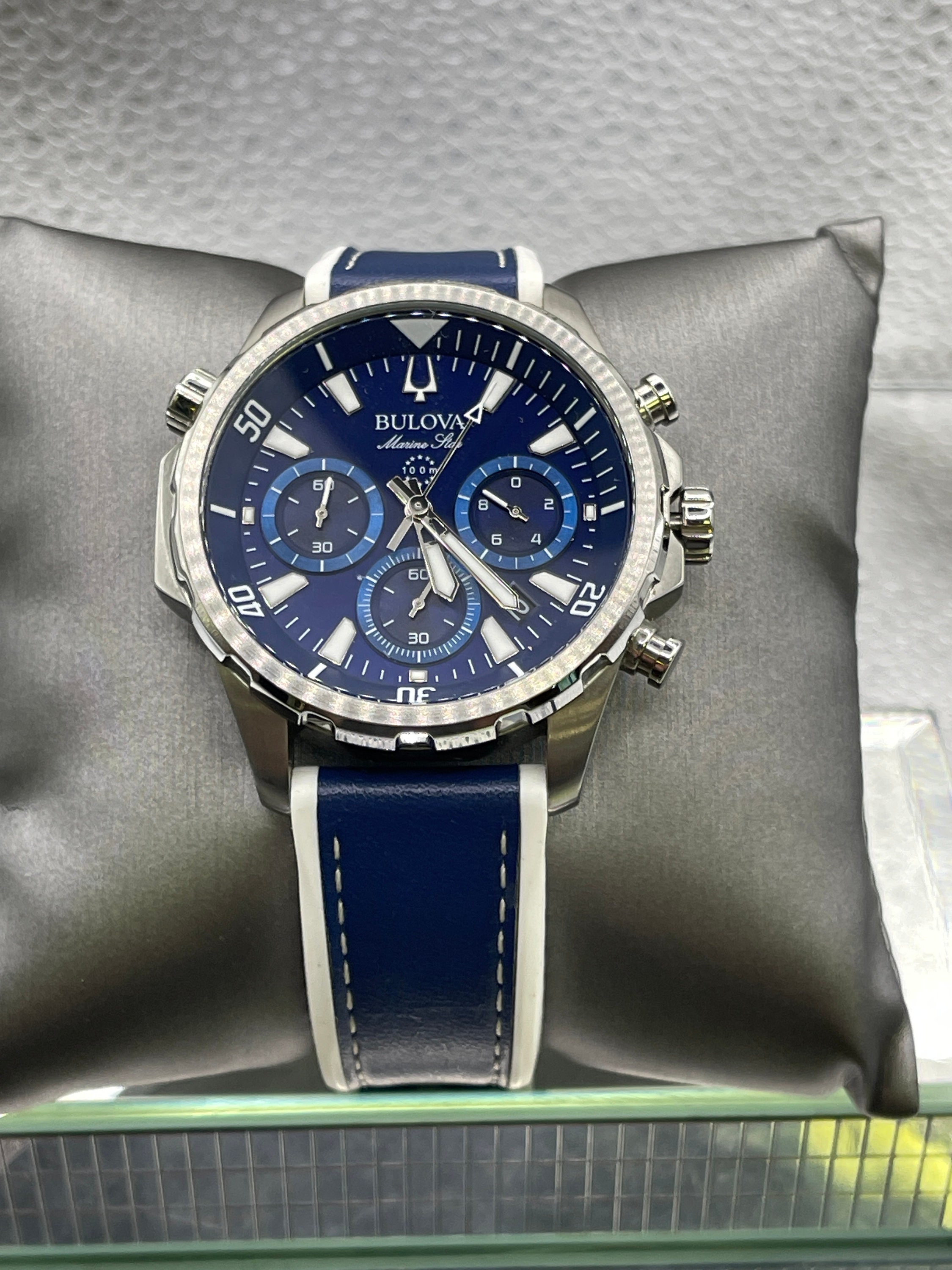 BULOVA Marine Star Blue Dial Silver Tone WATCH Etsy
