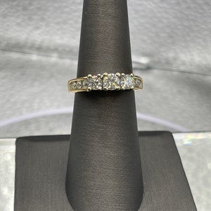 A Magnificent Ladies 14 Karat Yellow Gold 3 Diamond Ring | Statement Diamonds | Women&#39;s Yellow Gold Jewelry | Anniversary Gift | Wedding
