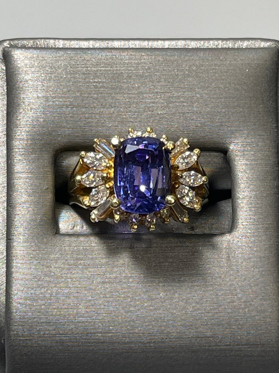 14KT Yellow Gold Tanzanite And Diamond Ring