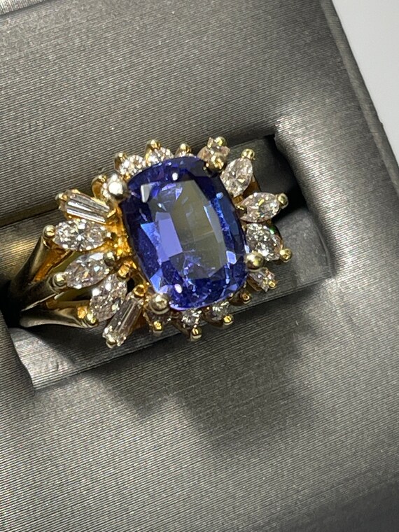 14KT Yellow Gold Tanzanite And Diamond Ring - image 9