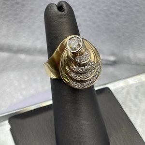 Ladies 14 Karat Yellow Gold and Diamond Cocktail Ring | Women&#39;s Statement Ring | Cocktail Ring | Formal Wear Jewelry | Gold Statement Ring