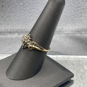 Ladies 14 Karat Yellow Gold Petite Diamond Cluster Ring | Women&#39;s Diamond Statement Ring | One of a Kind Ring | Anniversary Jewelry | Gift