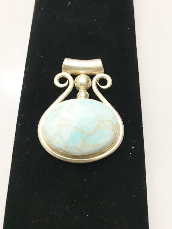 Sterling Silver .925 Pale Turquoise Pendant Made I