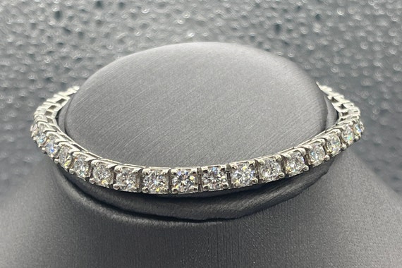Mens 8 Row Toni 10k Solid White Gold Genuine 29 MM Diamond Bracelet Bangle  14 Ct | eBay