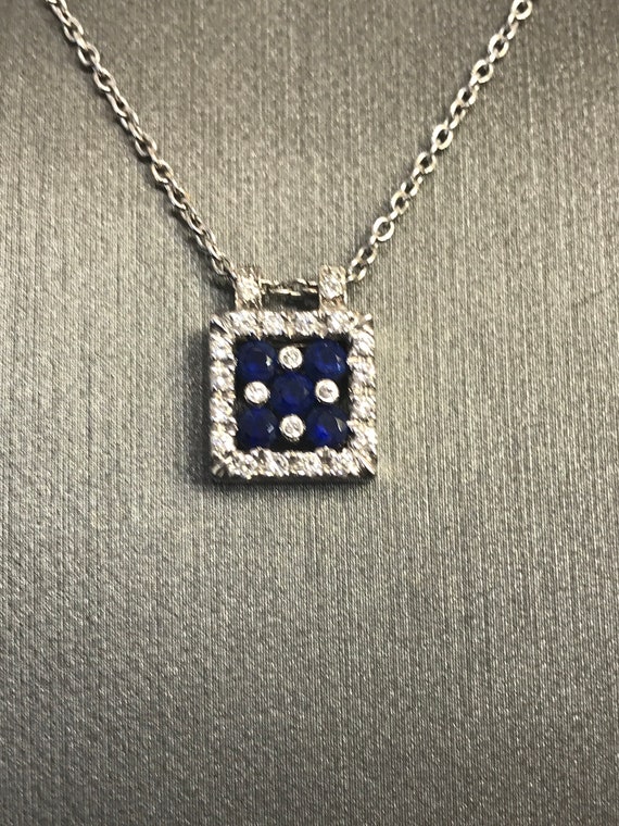 18KT W/G Diamond & Sapphire Necklace