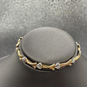 14K Yellow Gold Floral Heart Bracelet - Italian Design