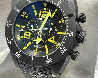 New Momo Design Black Chronograph Sport Dive Master Watch - Etsy