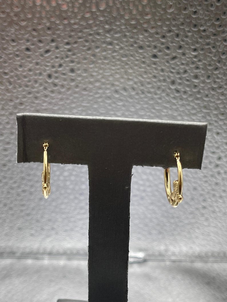 Ladies 14 Karat Solid Yellow Gold Angel Hoop Earrings