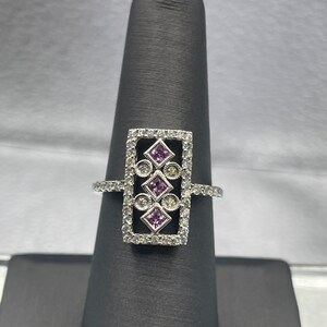 A Gorgeous Ladies 18 Karat White Gold Diamond & Pink Sapphire Ring | One of a Kind Ring | Statement Ring | Conversation Piece | Giftable