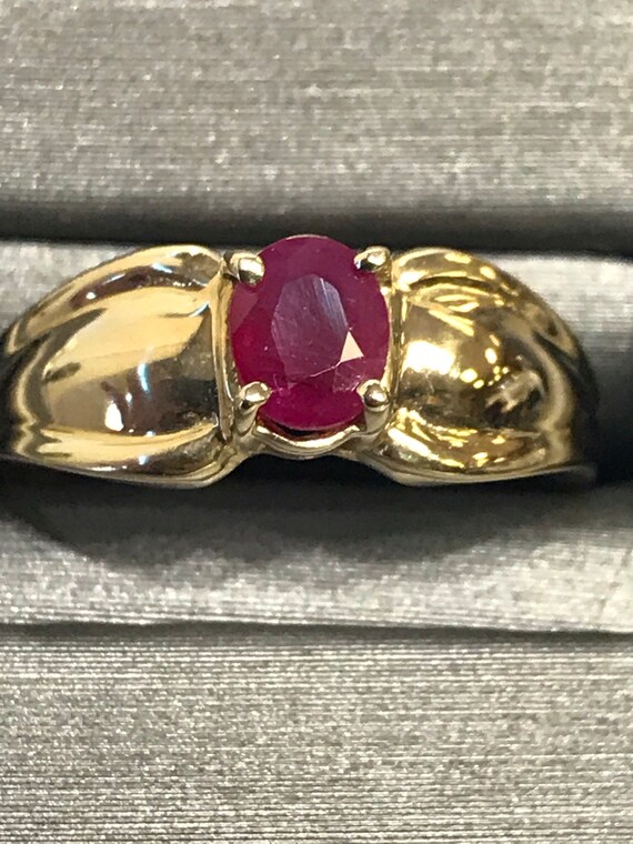 14KT Yellow Gold Ruby Fluted Bow Ring - image 1