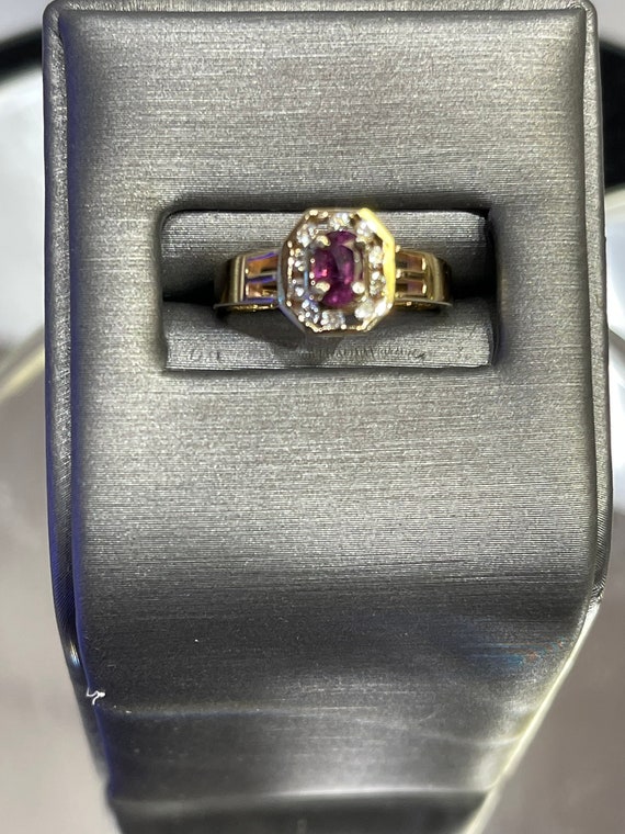 14 Karat Yellow Gold Ruby & Diamond Ring Ruby Wit… - image 2