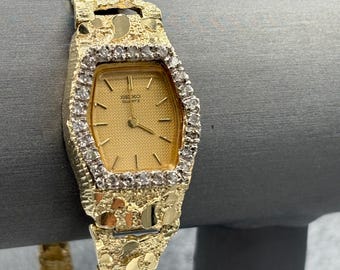 Vintage Seiko 14K Gold Case 2320 5990 Yellow Dial Lady Quartz