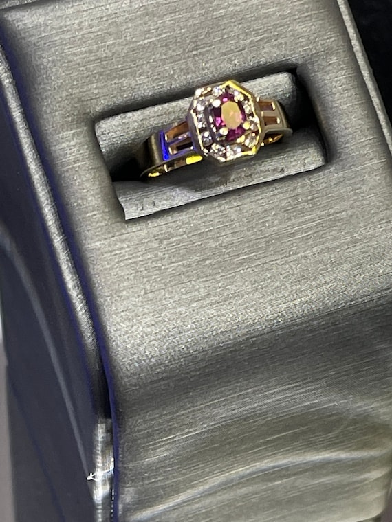 14 Karat Yellow Gold Ruby & Diamond Ring Ruby Wit… - image 3