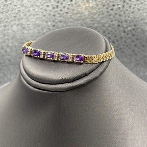 Ladies 14 Karat Y/G Amethyst & Diamond Copenhagen Bracelet | Women&#39;s Jewelry | Elegant Bracelet | Fancy Jewelry | Statement Piece | Giftable