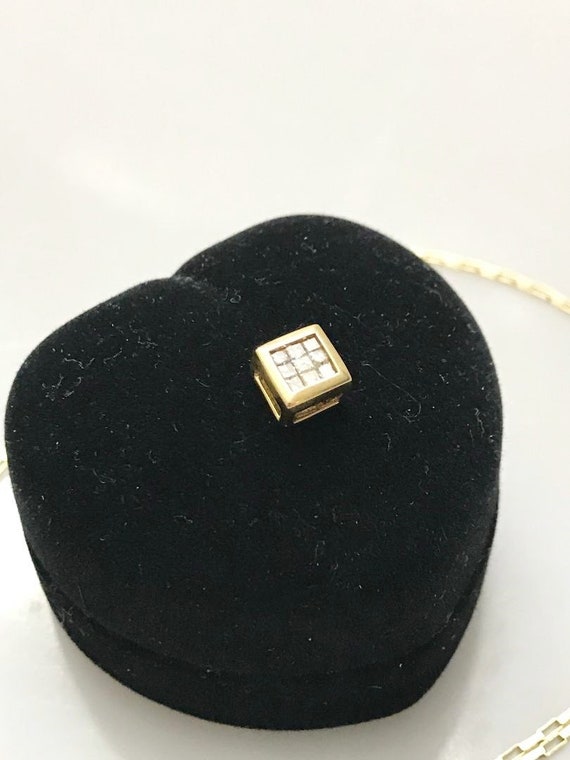 10KT Yellow Gold Princess Cut Diamond Pendant Tic… - image 5