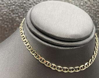 Ladies or Gents 10 Karat Yellow Gold Anchor Link Bracelet