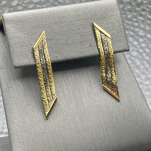 Ladies Vintage 14 Karat Tri-Color Gold Hanging Earrings | Vintage Jewelry | Three Gold Jewelry | Anniversary Gift | Birthday Gift | Giftable