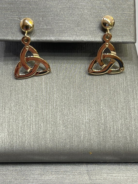 14KT Yellow Gold Holy Trinity Dangling Earrings