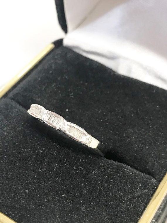 Ladies 14KT White Gold Diamond Band With Baguettes - image 6