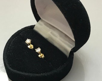 14KT Solid Yellow Gold Diamond Stud Earrings .40 Pts