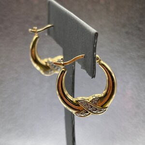 Ladies 14 Karat Solid Gold Two-Tone Hoop Earrings | Two Tone Gold Jewelry | Elegant Hoop Earrings | Formal Hoops | Giftable Gold Hoops
