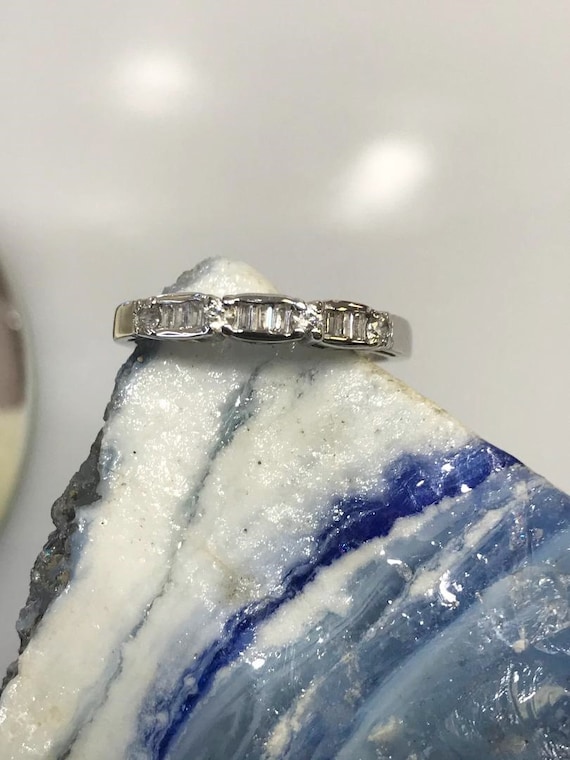 Ladies 14KT White Gold Diamond Band With Baguettes - image 1