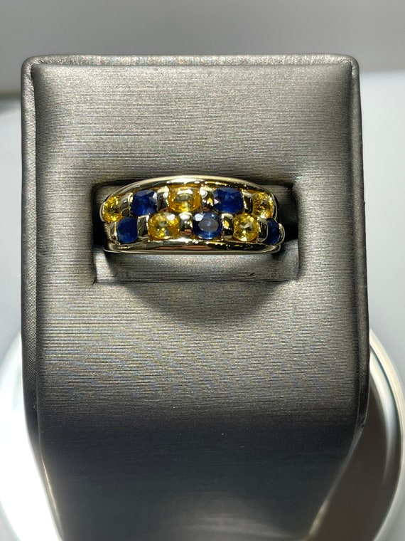 14 Karat Gold Blue and Yellow Sapphire Ring