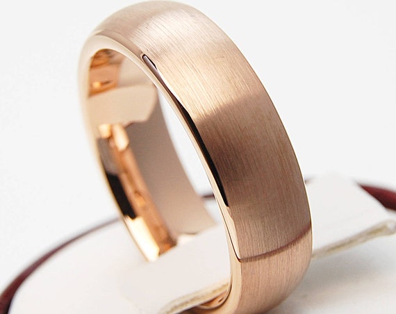 Rose Gold Tungsten Ring Men Woman Wedding Bridal Band 6MM Classic Brush Design Size 4 5 6 7 8 9 10 11 12 13 14 His or Her Special Love Gift
